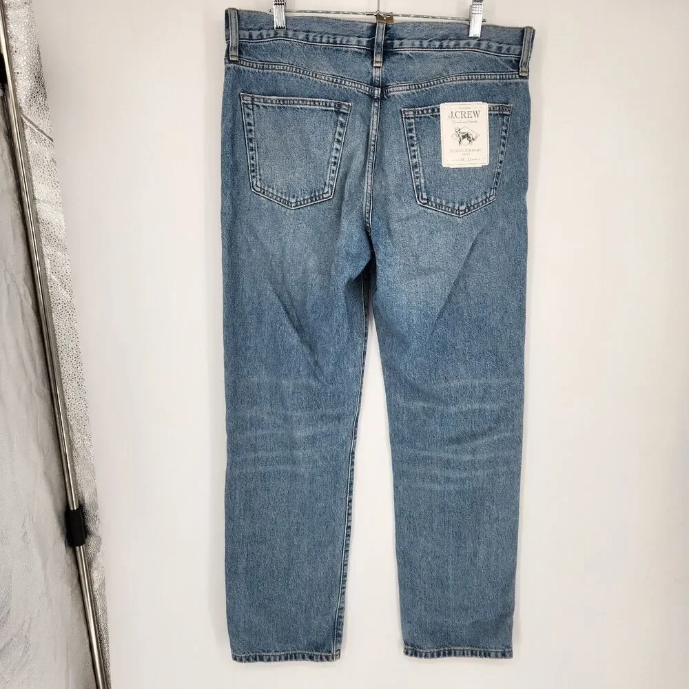 J.Crew 33X32 Rigid Light‎ Wash Classic Straight Jeans NWT